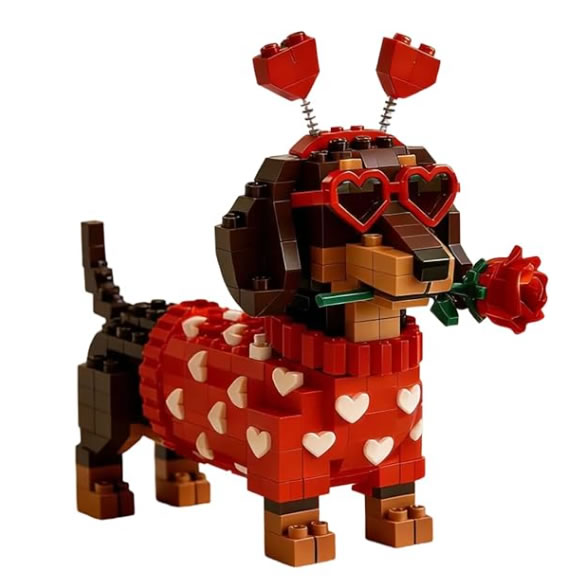 情人节腊肠犬积木